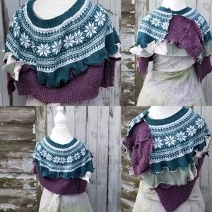 Patchwork Shrug  Upcycled Winter Scarf Coverup